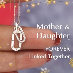 Mother & Daughter Forever Linked Together Necklace-925 Silver Necklace-Family Gift- Birthday Gifts-Fashion jewelry Necklace-Christmas Gifts