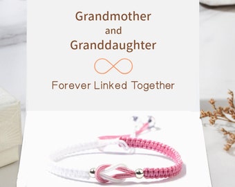 Grandmother & Granddaughter Forever Linked Together Knot Bracelet- Braided Bracelet - Gift For Her - Wedding Jewelry - Birthday Gift