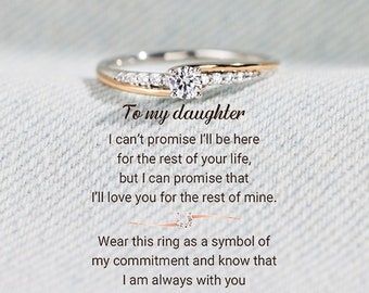 To My Daughter Always With You Round-Cut Accent Ring - Promise Ring For Her - Wedding Jewelry - Bridesmaid Gift - Proposal Gift For Wife
