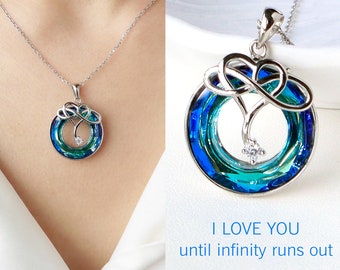 I Love You Until Infinity Runs Out Crystal Infinity Necklace - Sterling Silver Necklace  -Gift For Her - Fashion Wedding Jewelry Necklace
