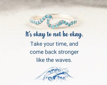 Ocean Pave Wave Ring - Spirit-lifting Gift For Her - Graduation Gift For Daughter - Take your time and come back stronger like the waves