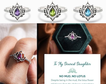 For Daughter No Mud No Lotus Ring Sterling Silver Ring Birthday Gift Fashion Jewelry ring Gift For Her Valentine's Day gift For Daughter
