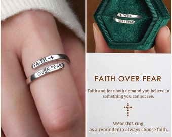 To My Daughter - Faith Over Fear Pods Cross Ring - Wear This Ring As A Reminder To Always Choose Faith - Gift For Her - Christmas Gift