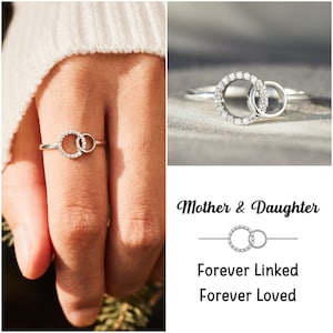 Mother & Daughter Forever Linked Forever Loved Linked Cricle Ring -Sterling Silver Ring - Gift For Her - Mother's Day Gift - Wedding Jewelry