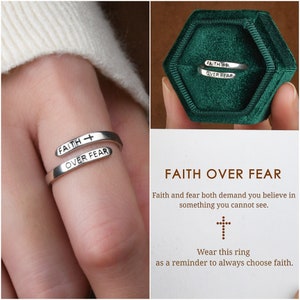 To My Daughter - Faith Over Fear Pods Cross Ring - Wear This Ring As A Reminder To Always Choose Faith - Gift For Her - Christmas Gift