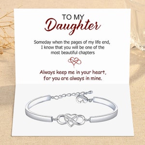 To My Daughter - Keep Me In Your Heart Infinity Bracelet - Anniversary Gift - Mother's Day Gift For Her - Birthday Gift For Granddaughter