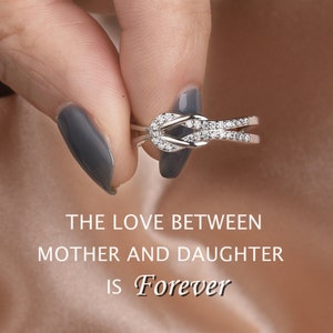 The Love Between Mother And Daughter Is Forever - Square Knot Ring - Sterling Silver  Ring - Gift For Her - Birthday Gift - Wedding Jewelry