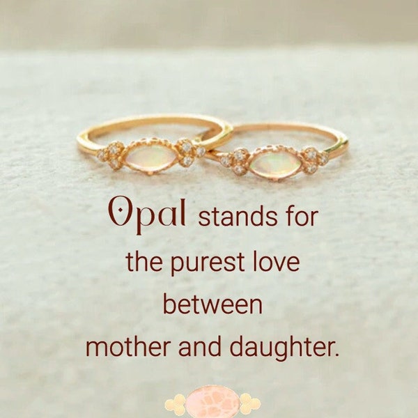 1 Piece The Purest Love Matching Oval Cut Opal Ring - Mother and Daughter Ring - Birthday Gift - Mother's Day Gift - Christmas Gift For Her