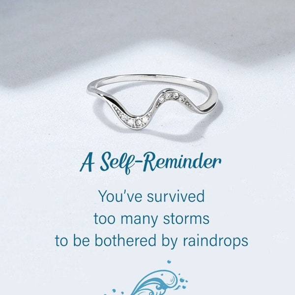 Minimalist High And Low Wave Ring - A Self-Reminder You’ve survived too many storms to be bothered by raindrops - Birthday Gift For Her