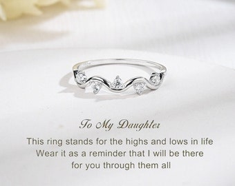 To My Daughter Highs And Lows Wave Ring, Sterling Silver Ring, Gift For Daughter, Anniversary Birthday Gift, Fashion Jewelry, Christmas Gift