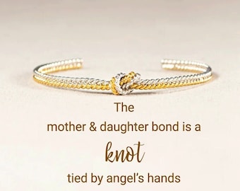 Mother & Daughter Bond Handcrafted Two Strand Knot Bracelet - Women's Cuff Bangle - Wedding Gift - Birthday Gift From Mom - Christmas Gifts