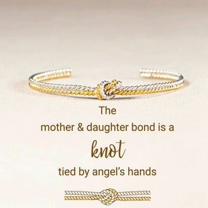 Mother & Daughter Bond Handcrafted Two Strand Knot Bracelet Women's Cuff Bangle Wedding Gift Birthday Gift From Mom Christmas Gifts image 1