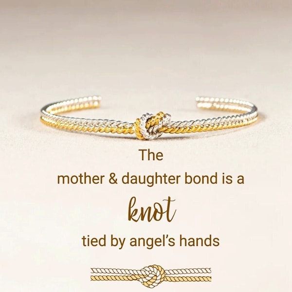 Mother & Daughter Bond Handcrafted Two Strand Knot Bracelet - Women's Cuff Bangle - Wedding Gift - Birthday Gift From Mom - Christmas Gifts