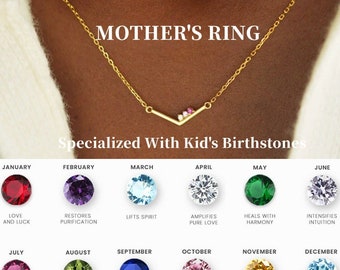 Personalized 1-5 Birthstones Chevron Pave Necklace - Mother's Necklace - Specialized With Kid's Birthstones - Gift For Mom - Christmas Gift