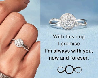 For Daughter - Now & Forever Round Diamond Infinity Ring - Always With You Ring - Inspirational Gift - Birthday Gift -Wedding Christmas Gift