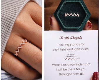 To My Daughter Highs And Lows Ring Sterling Silver Ring Up And Down Ring Gift For Daughter Birthday Gift Fashion Wedding Jewelry Ring