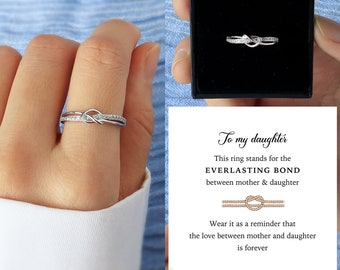 To My Daughter - Double Band Knot Ring - Wear It As A Reminder That The Love Between Mother And Daughter Is Forever - Sterling Silver Ring