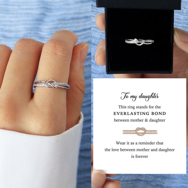 To My Daughter - Double Band Knot Ring - Wear It As A Reminder That The Love Between Mother And Daughter Is Forever - Sterling Silver Ring