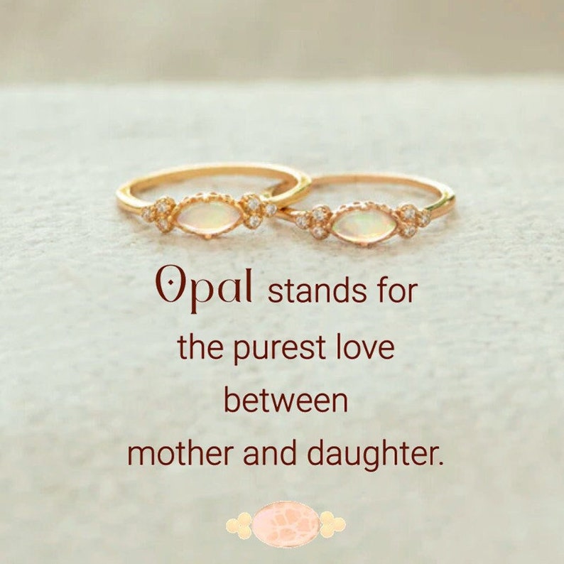 1 Piece The Purest Love Matching Oval Cut Opal Ring Mother and Daughter Ring Birthday Gift Mother's Day Gift Christmas Gift For Her 画像 1