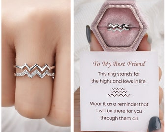 To My Best Friend- Highs And Lows Double Wave Ring - Minimalist Ring - Fashion Jewelry Ring - Gift For Her - Wedding Jewelry - Birthday Gift