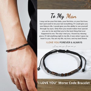 To My Man - I Love You Forever & Always Morse Code Bracelet - Men's Beaded Bracelet - Soulmate Gift - Birthday Gift - Christmas Gift For Him