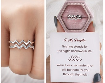 To My Daughter - Highs And Lows Double Wave Ring - Minimalist Ring - Up And Down Ring- Gift For Her -Wedding Jewelry - Birthday Gift