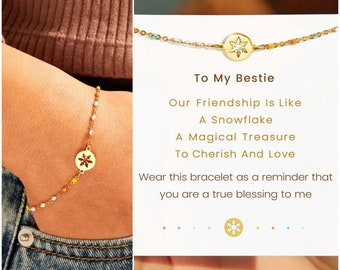 Our Friendship Is Like A Snowflake Bracelet - Dainty Enamel Bracelet - Friendship Bracelet - Bestie Gift - Best Friend Gift - Chrismas Gift