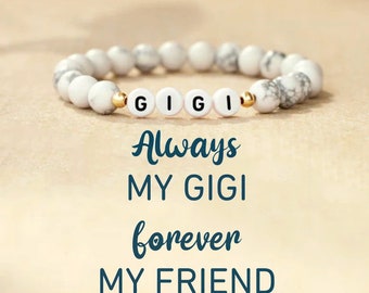 GIGI White And Black Beaded Marble Bracelet - Howlite Gemstone Bracelet - Women's Bracelet -Birthday Gift -Mother's Day Gift -Christmas Gift