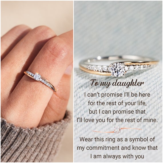 Buy To My Daughter Always With You Round-cut Accent Ring Promise Ring for  Her Wedding Jewelry Bridesmaid Gift Proposal Gift for Wife Online in India  - Etsy