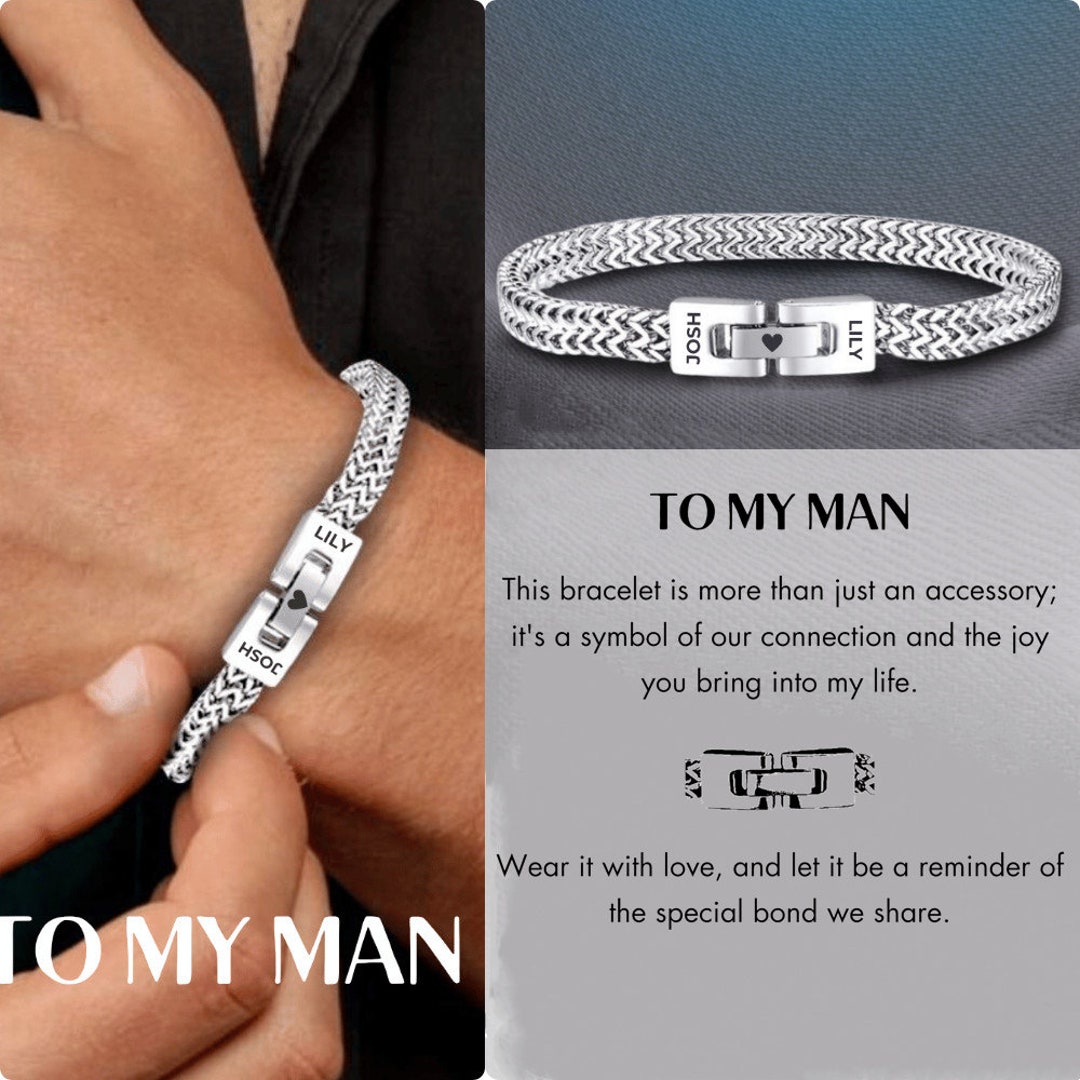 To My Man Personalized Men's Bracelet Engraved Signature Bracelet
