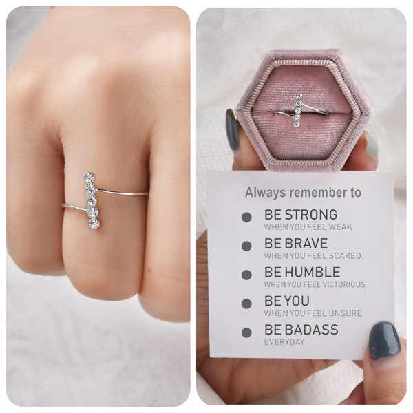 To My Daughter - Be You Be Badass Dots Ring - Sterling Silver Diamond Ring Women - Wedding Jewelry - Birthday Gift - Christmas Gift For Her