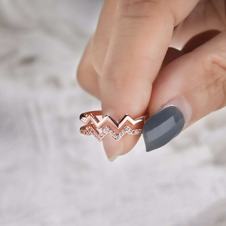 To My Daughter Highs and Lows Double Wave Ring Minimalist Etsy