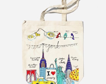 New York Illustration Tote Bag, Christmas Gift, NY Gift, New York Gift, Gift For Him, gift For Her