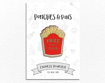 Fries Before Guys Enamel Pin, Lapel Pin, Hard Enamel Pin, Face Mask Pin, Gold Pendant, Small Gifts, Brooch,  Pins With Personality, Unisex