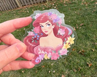 Roze jurk Ariel doorzichtige sticker - De kleine zeemeermin
