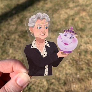 Sticker transparent Angela Lansbury et Mme Potts - Stickers La Belle et la Bête