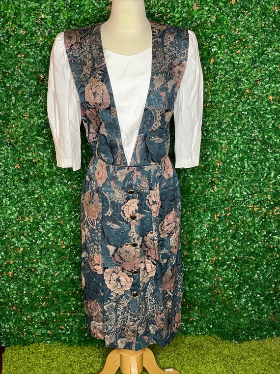 Periwinkle Floral Wrap Dress with Attached White … - image 1