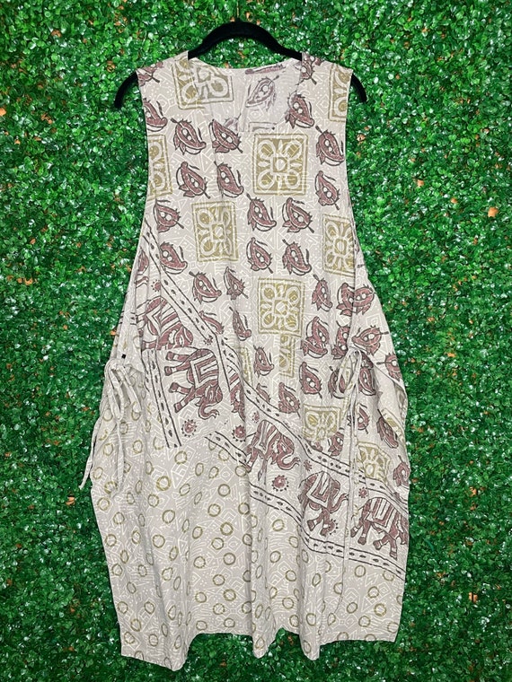 Vintage Mud Cloth Style African Print Tie Dress