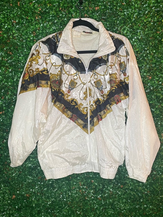 FOZY New York White and Silk patterned Bomber Jac… - image 1