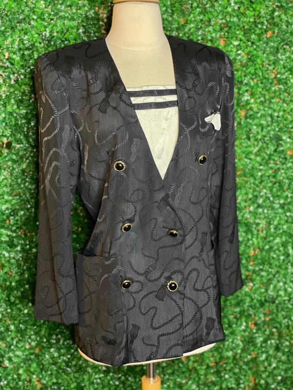 Leslie Fay Petite Collections Silk Black Blazer Du