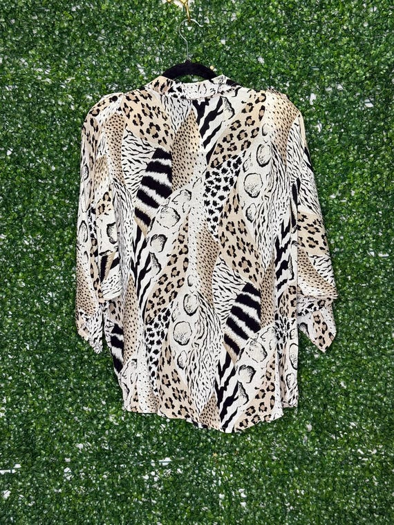 Multi Animal Print Dolman Sleeve Button Up - image 3