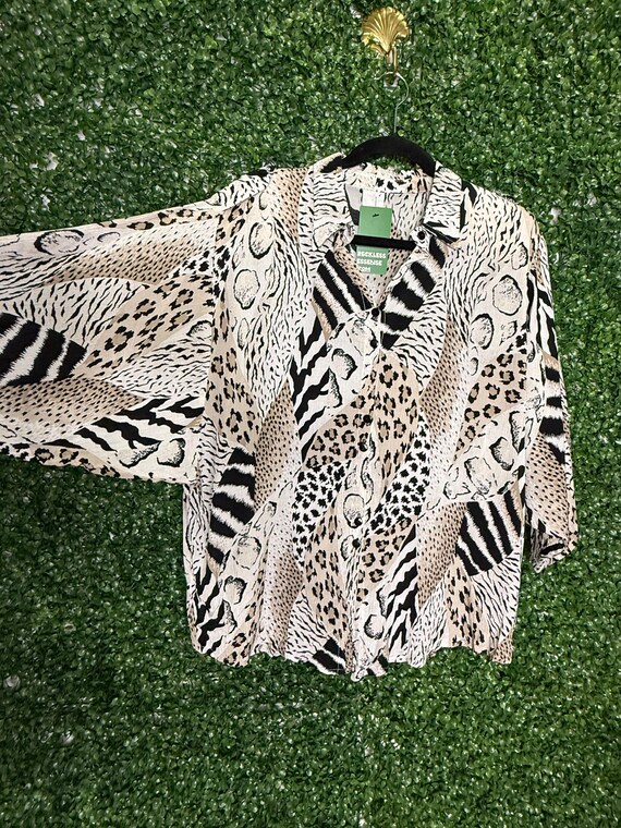 Multi Animal Print Dolman Sleeve Button Up - image 2