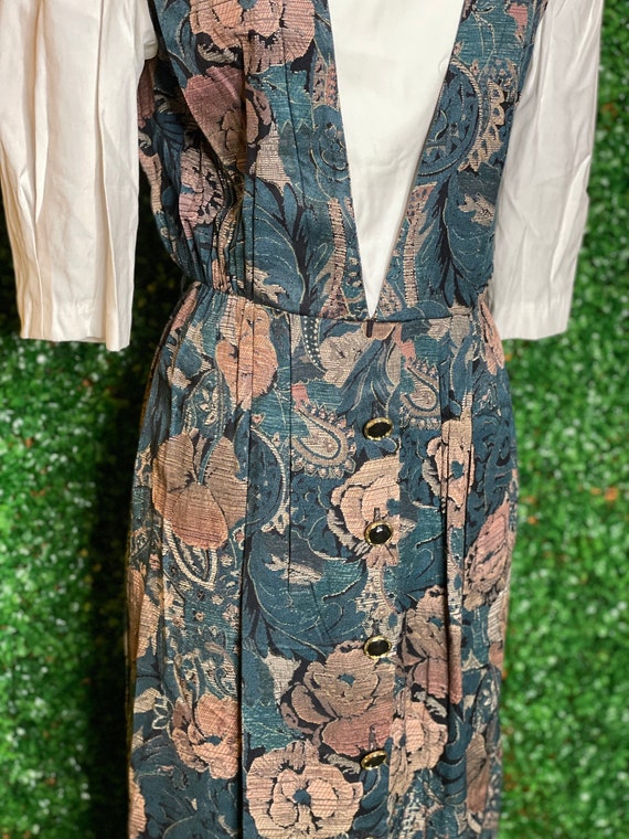 Periwinkle Floral Wrap Dress with Attached White … - image 2