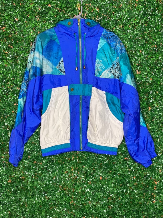 RE Sport River Edge Blue and White Windbreaker