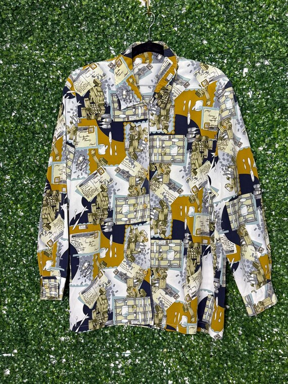 Vintage Bar Kitchen Patterned Button Up - image 1