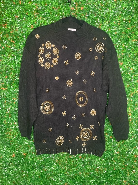 Victoria Jones Vintage Gold Beaded Sweater