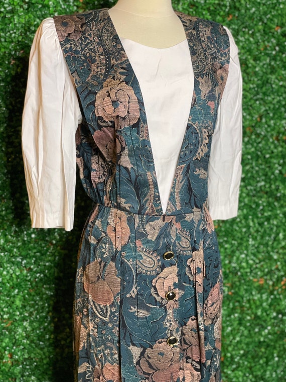 Periwinkle Floral Wrap Dress with Attached White … - image 3