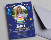 Editable Photo Birthday Party Invitation Download Printable Digital Template Picture Card Bday Invite Girl Boy Baby First Birthday Evite