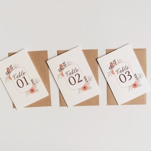 Elegant Wedding Table Numbers, Wedding Table Signs, Table Numbers Template, Wedding Table Setting, Floral Wedding Table Number