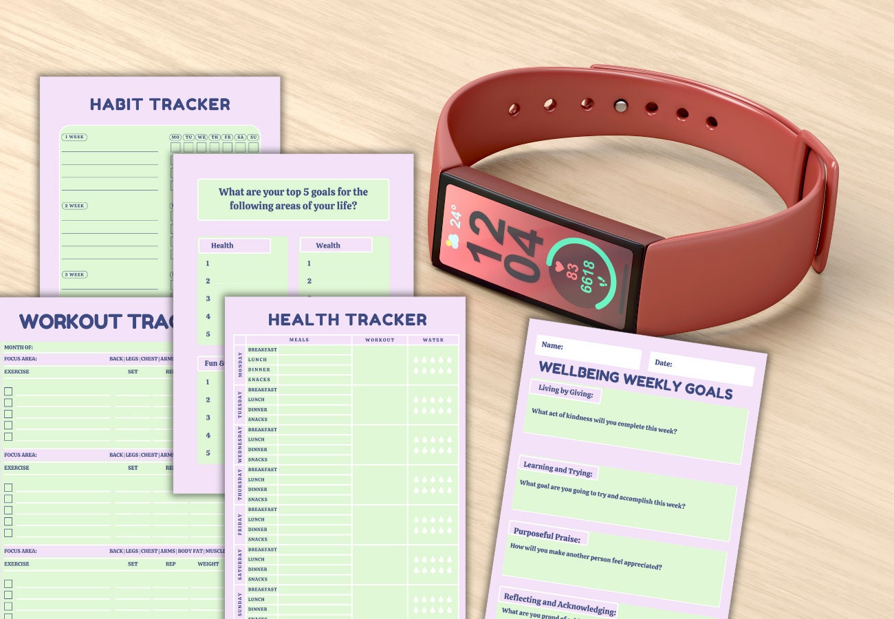 Wellness Tracker, Printable PDF, Digital Download, Health Goals Fitness ...